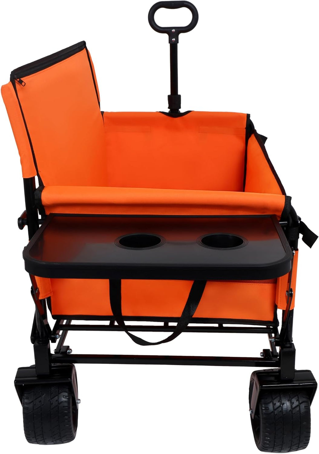 3-in-1 Convertible Folding Wagon Cart,500lbs Heavy-Duty Utility Wagon with Bench Seat & Folding Tabletop Large Beach Wagons with All-Terrain Wheels for Camping,Sports,Garden (Orange)