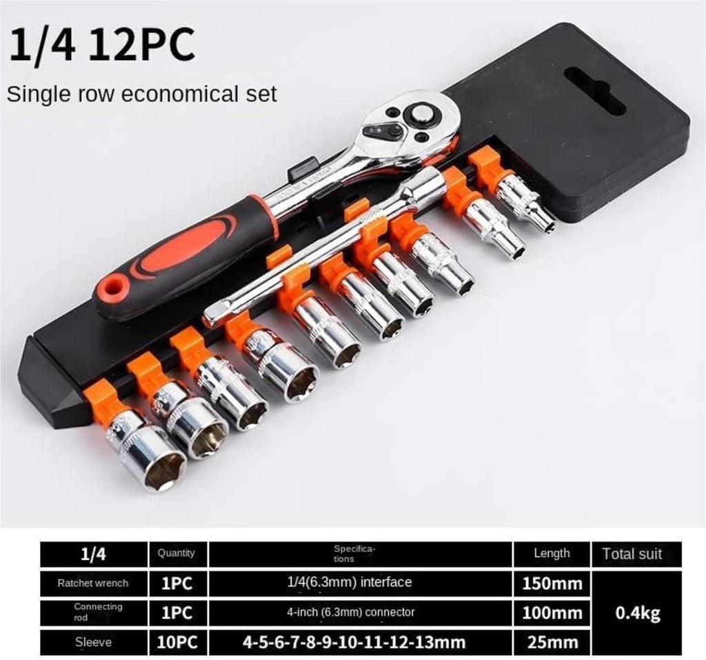 Repair Tools Hand Tool Sets Tool Box Set Open-End Spanners Allen Wrench Set Ratchet Wrench Screwdriver Bicycle Motorcycle Car Repair Tool Kit wljdp240511 (Color 1/2' Ratchet Wrench