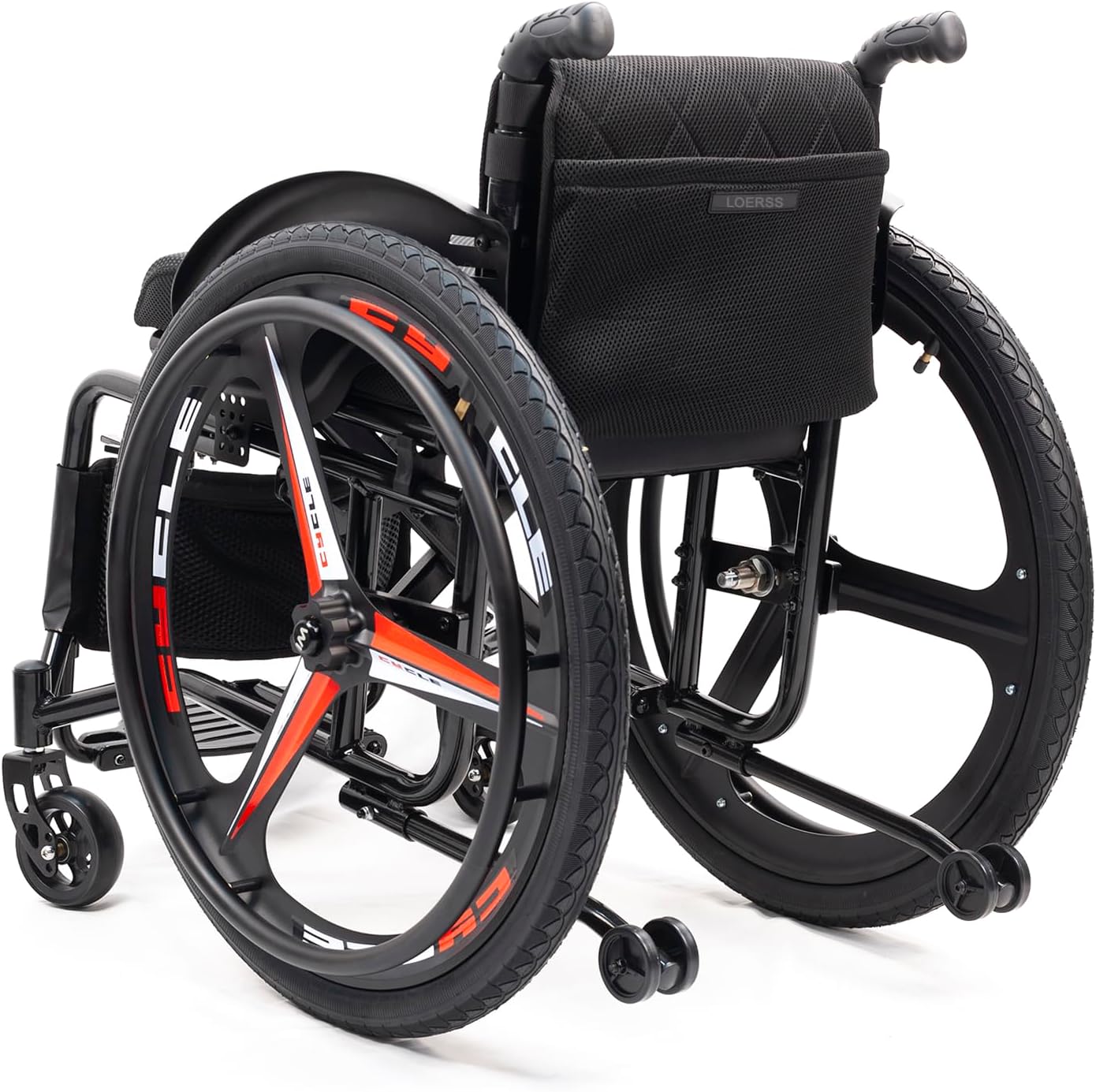 Portable All-Terrain Ultra Lightweight Sports Wheelchair,Foldable Self Propelled Aluminum Alloy Manual Wheel Chair,Transport Wheelchairs With Anti-Tipper,Load Capacity 220 Lbs(Size:42cm/16.5in,Color:B
