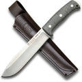 Joker Nomad 6.5 CV137 Survival Knife, 6.5 in Böhler N695 Steel Blade, Green Canvas Micarta Handle, Black Leather Sheath, Made in Spain, for survival kits, camp tasks, trail work and fishing trips