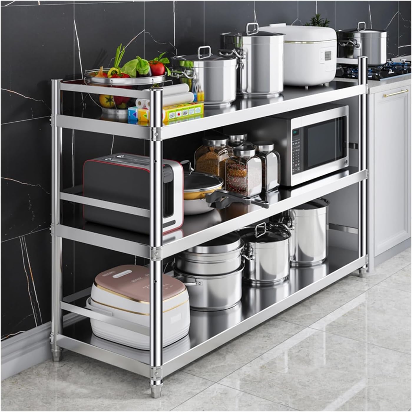 Bakers Racks for Kitchens，Kitchen Bakers Rack with Storage，Microwave Stand，Easy to Move, Multi-Layered Storage, Suitable for Restaurants and Kitchens.(60 * 30 * 100CM)