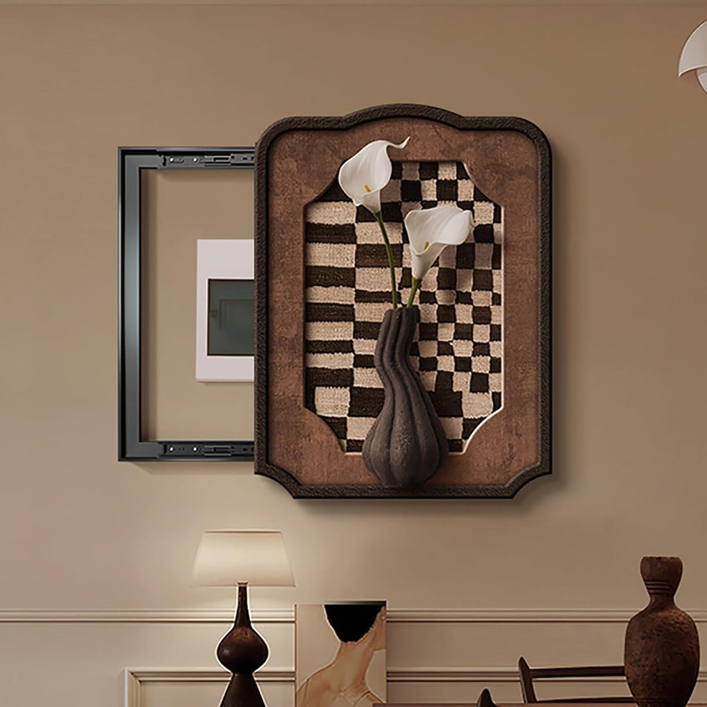 Decorative Breaker Box Cover, Hidden Circuit Breaker Panel Decorative Painting, PS Frame Modern Meter Decorative, for Living Room Home Office(Brown 3,45 * 60cm/18 * 24in)