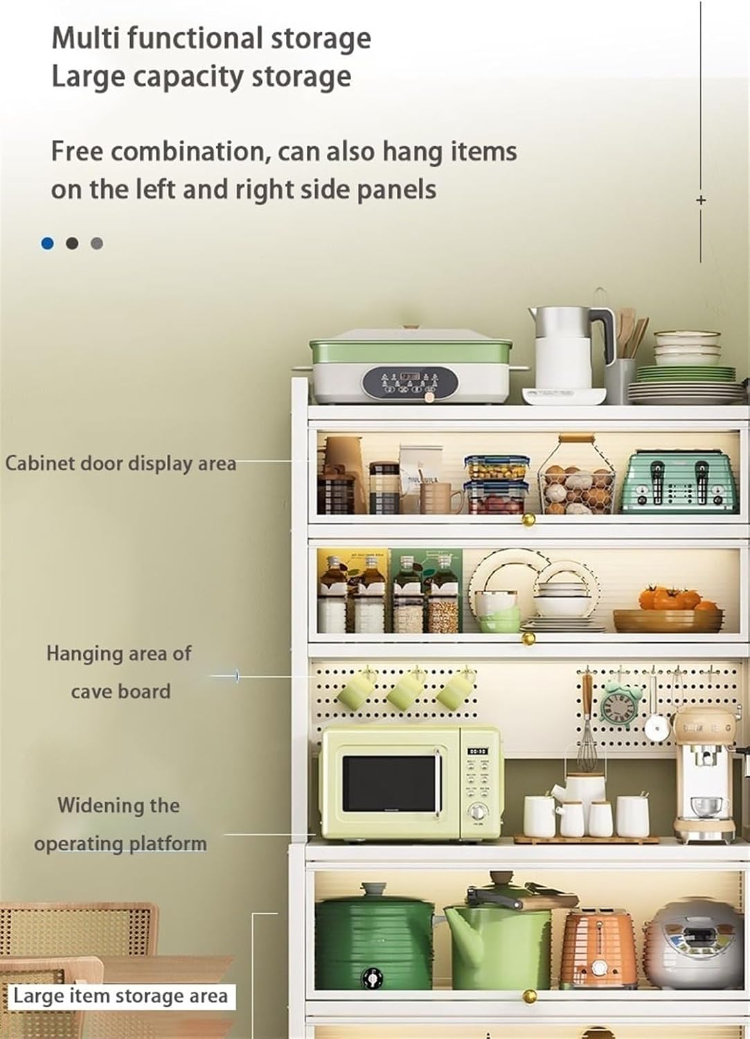 Microwave Stand with Storage - 5/6 Tier Bakers Rack Organizer with Drawers and Flip Doors for Kitchen and Living Room Utility Shelf