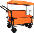 Folding Wagon–Bench,Canopy,Storage | 500LBS Heavy-Duty|All-Terrain Wheels|180L Capacity|Foldable for Trunk|Camping,Beach,Sports|Durable Oxford Fabric|Easy Setup