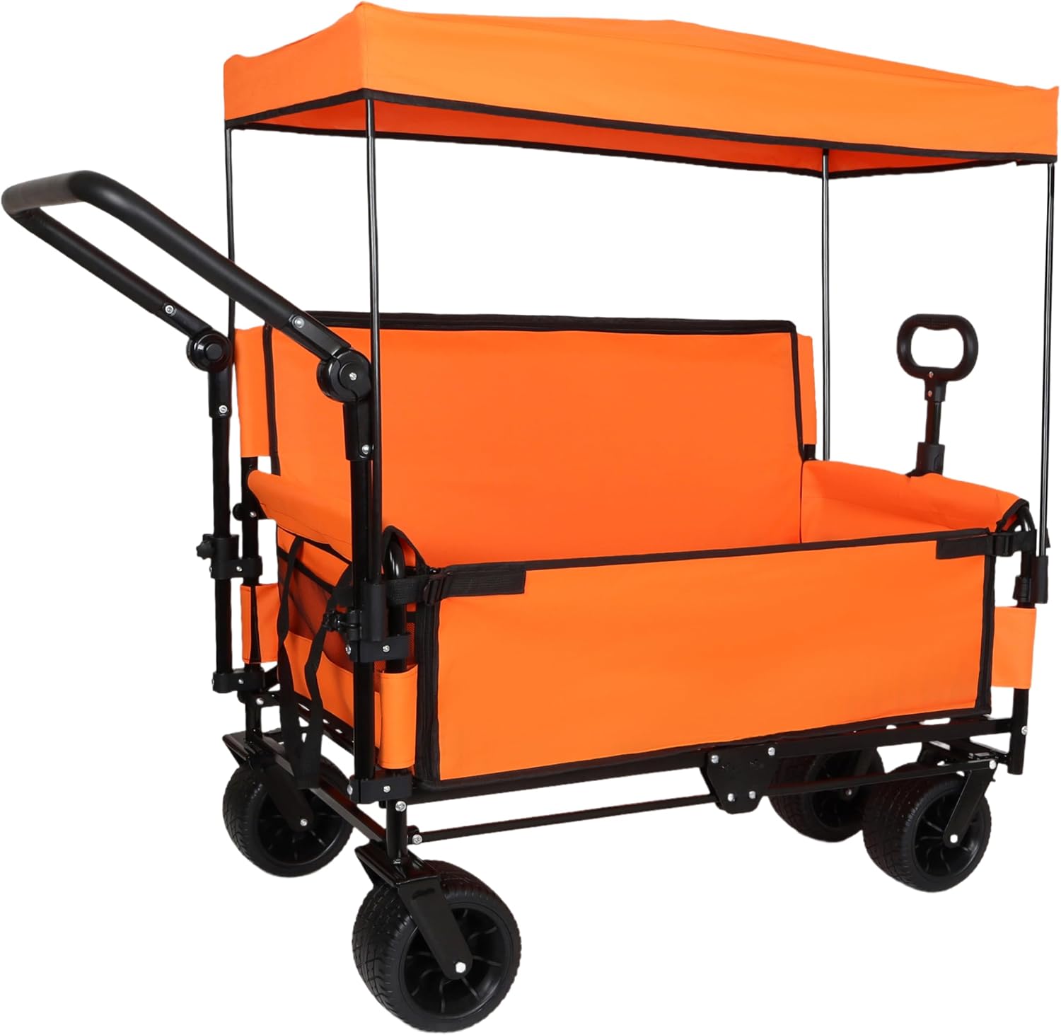 Folding Wagon–Bench,Canopy,Storage | 500LBS Heavy-Duty|All-Terrain Wheels|180L Capacity|Foldable for Trunk|Camping,Beach,Sports|Durable Oxford Fabric|Easy Setup