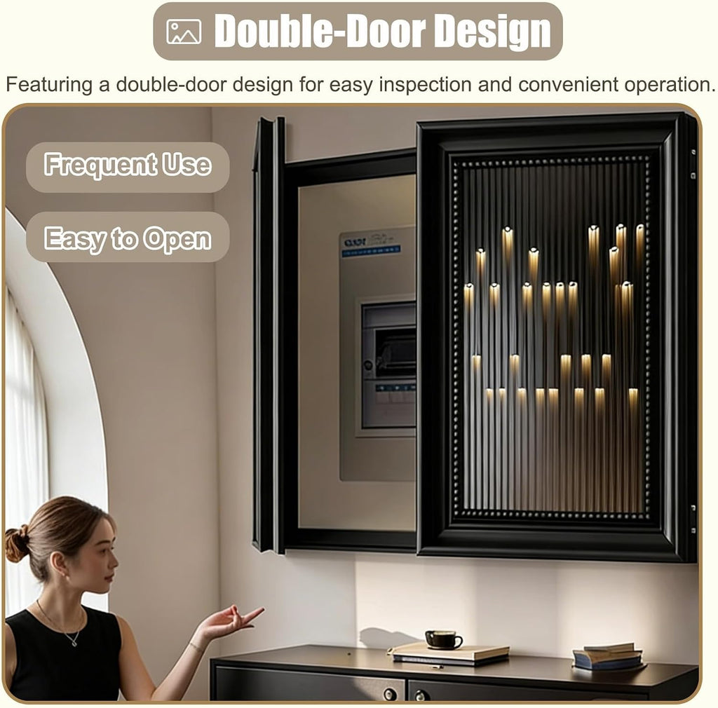 Breaker Box Cover Double Doors, Decorative Electrical Breaker Panel Plate Cover for Laundry Room/Kids Room, Indoor Gas Meter Box(ligjt Grey,60x45cm(23 5/8x17 3/4in))