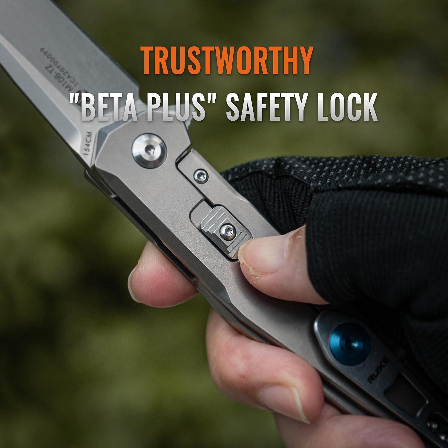Ruike M108-TZ Folding Pocket Knife for Men,TC4 Titanium Lightweight Aolly Handle,Pearlized 154CM Stainless Blade,EDC Belt Clip,Frame Lock, Bushcraft Camping,Outdoor, Hunting,Survival Tool,Father Gifts