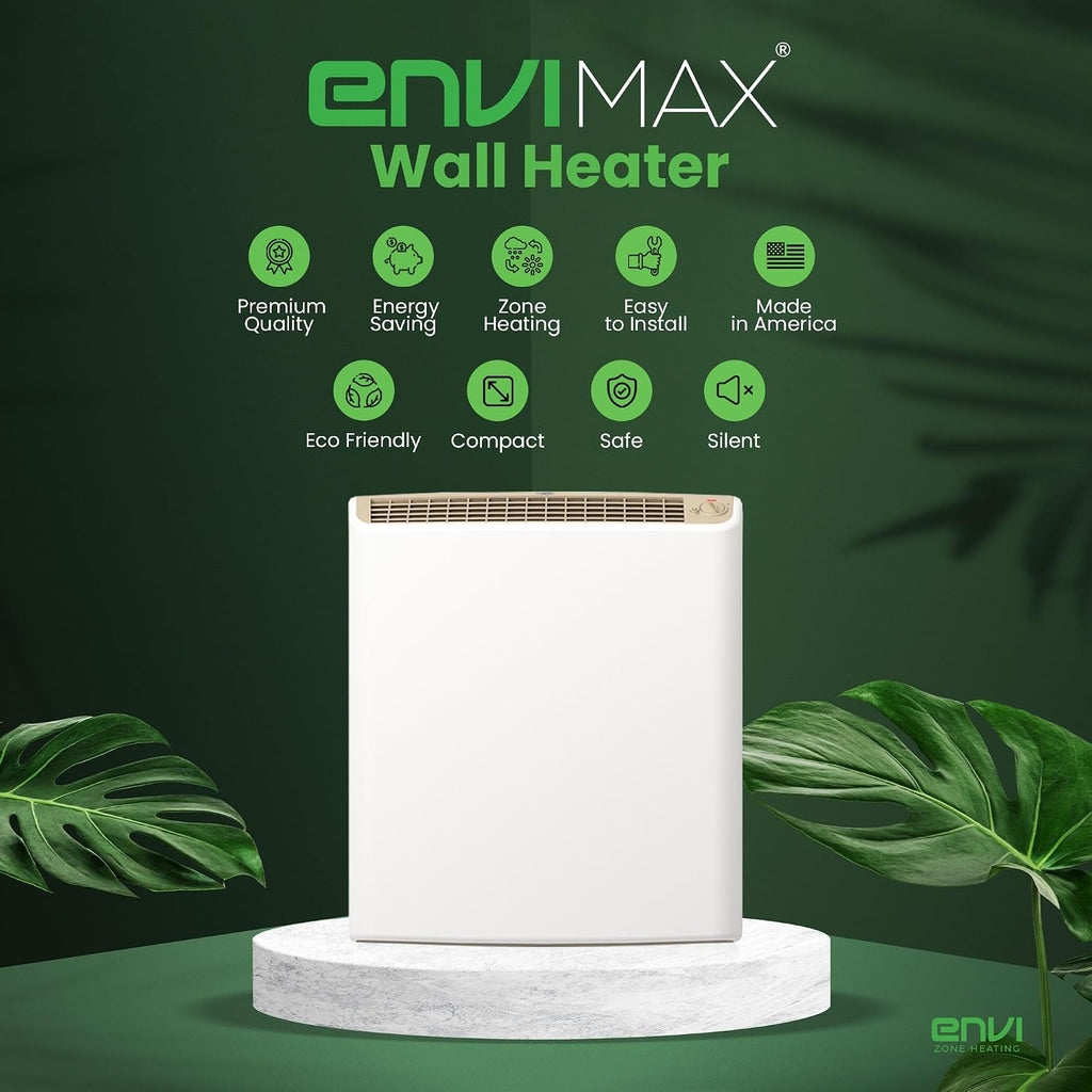 EnviMAX Plug-in Electric Panel Wall Heaters for Large Rooms, 1000 Watts, 24/7 Heating w/Safety Sensor Protection, Patented Quiet Fan-less Design, Easy 2-Min Install, Indoor Space Heater, Made in USA