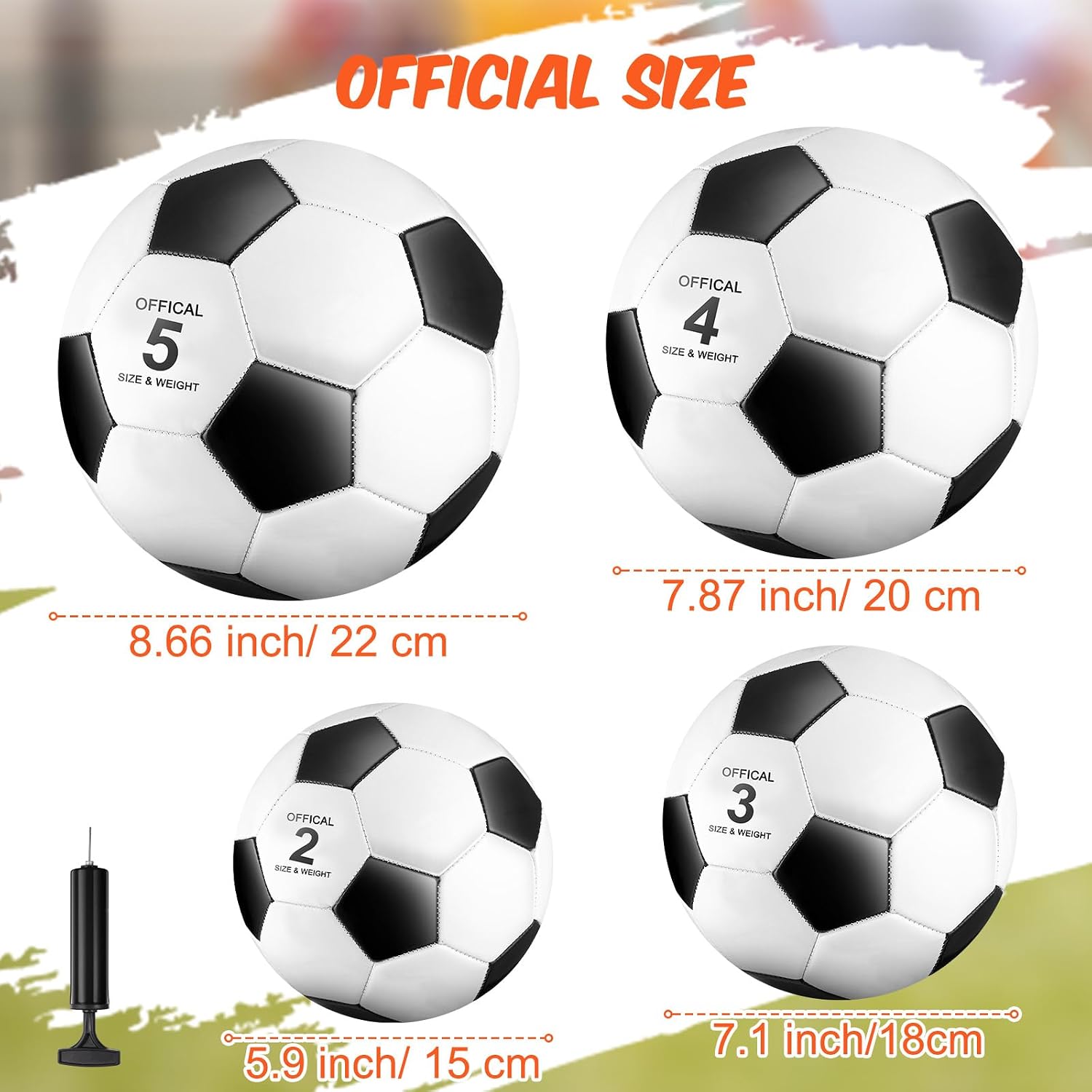 Jenaai 24 Pcs Deflated Soccer Balls with Pump Bulk Official Size Soccer Ball for Teen Adult Kid Indoor Outdoor Outside Sport Training Party Gift Christian Charity Donation Youth Gift
