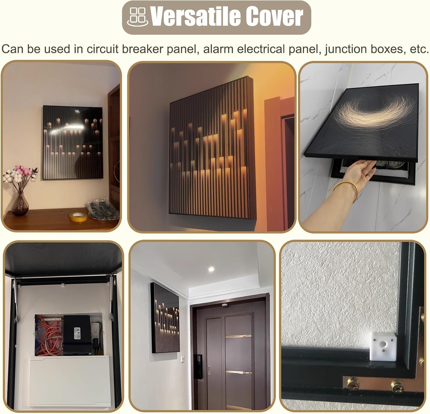 Decorative Wall Fuse Box Cover Art, Plastic Breaker Box Cover for Home/Hotel/Offices/Kitchen, Hide Circuit Breaker Panel for Replacement(Light Coffee,60x80cm(23 5/8x31 1/2'))