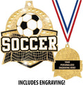 Crown Awards 2 1/4' Royal Soccer Medals, Shiny Gold Soccer Medals with Free Engraving Prime