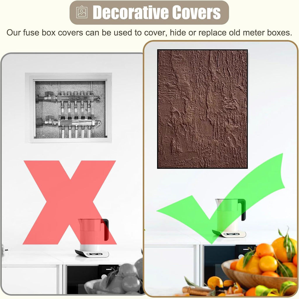 Wall Mounted Circuit Electrical Panel Cover, Vertical Breaker Box Covers for Decorative Wall/Hide Meter, Artative Fuse Box for Distribution Panel(Deep Coffee,70x100cm(27 1/2x39 3/8in))