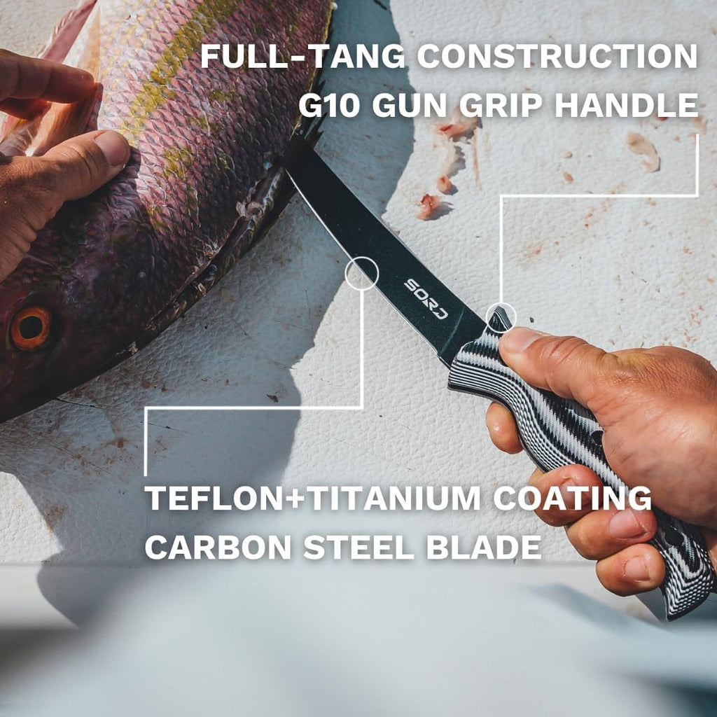 SORD Fillet Knife - 5-9' Filet Knives For Fish - Razor Sharp Boning Knife - Saltwater and Freshwater Fishing - Includes Kydex Sheath - Full Tang Blades | G10 Non Slip Grip | Corrosion Resistant