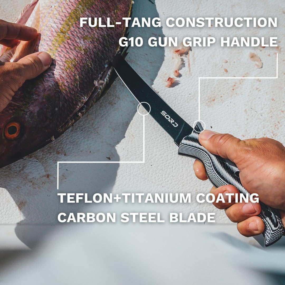 SORD Fillet Knife - 5-9' Filet Knives For Fish - Razor Sharp Boning Knife - Saltwater and Freshwater Fishing - Includes Kydex Sheath - Full Tang Blades | G10 Non Slip Grip | Corrosion Resistant