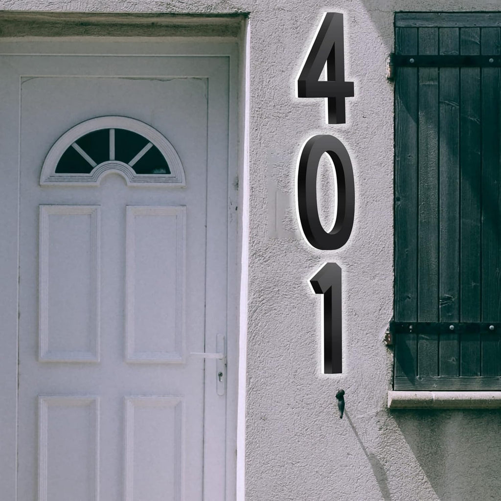 Backlit LED House Number Plaques With Light, 18 Inch Garden Numbers Lighted Address Sign Plate LED Illuminated Address Number Plaques For Outdoor,V