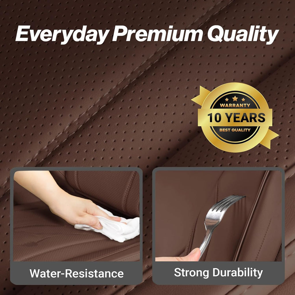 Coverland Custom Car Seat Covers Compatible with 2003-2008 Mazda, Mazda6 Sport Wagon - Premium Leather Non-Slip Memory Foam Waterproof Seat Cover Custom fit Interior Protector [Front-Dark Brown]