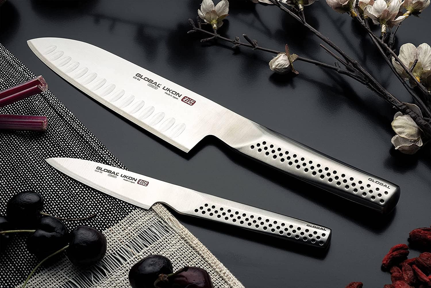 Global Ukon 6 inch Serrated Utility Knife - Lightweight Japanese Stainless Steel, Razor Sharp Edge, Ambidextrous Thumb Rest, Made in Japan, GUS-22