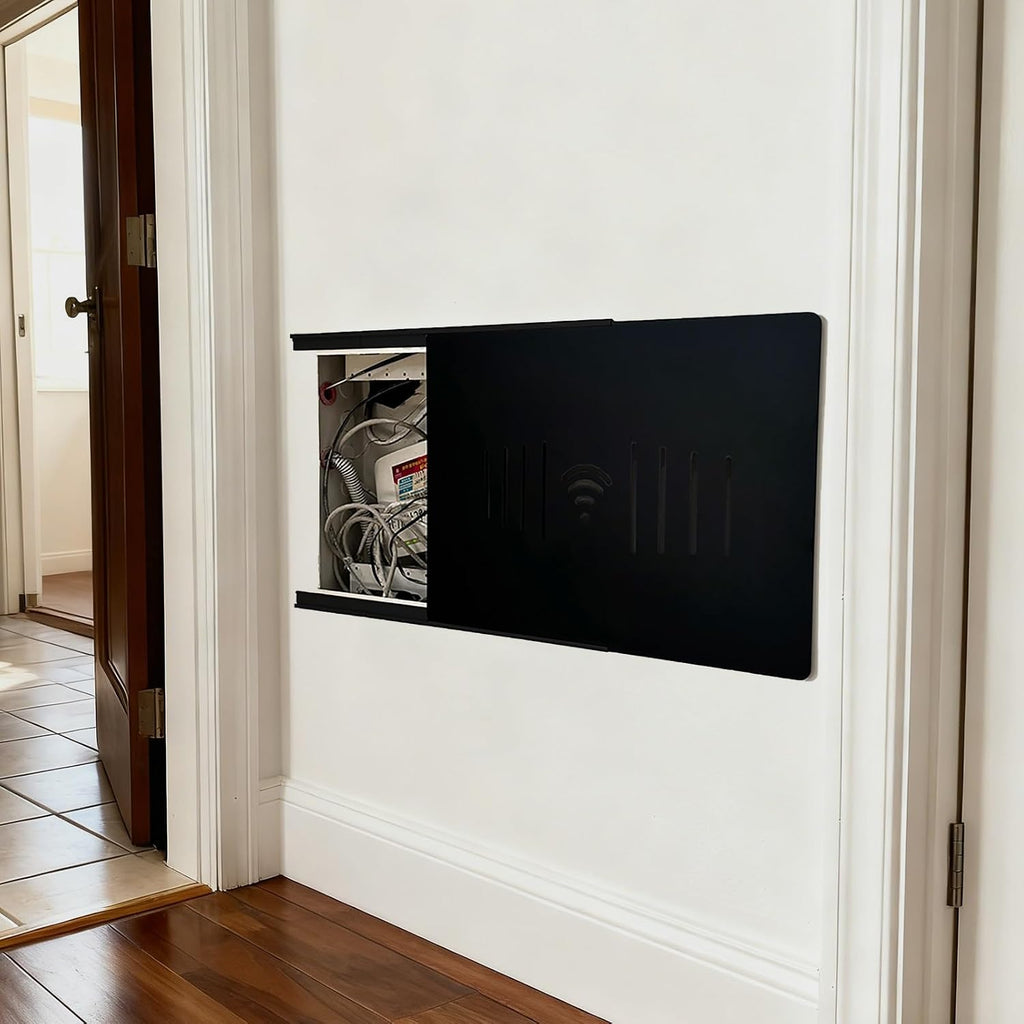 Electrical Panel Cover Thin Sliding Electrical Panel Cover, Breaker Box Cover with Self Adhesive Rail, Solid Color Fuse Box Cover, Acrylic Circuit Breaker Panel(Black4,50 x 40cm-19.7 x 15.7)