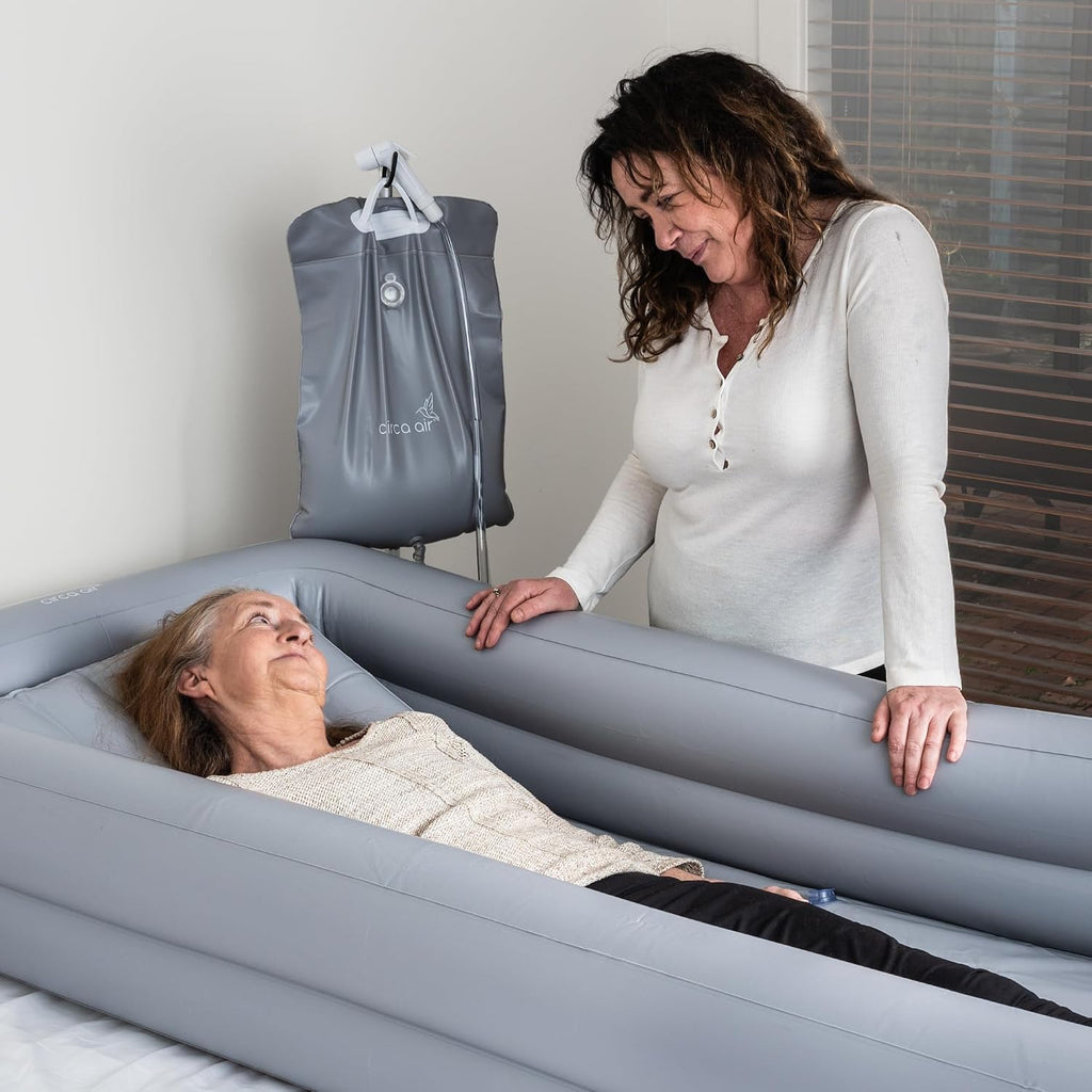 Circa Air Portable Bath Tubs Adults - Inflatable Bathtub with Bedside Shower Bag & Electric Pump, Full Body Washing in Bed, Bed Bath Supplies, Portable Shower Bed, Blow Up Tub, Hair Shampoo Basin