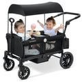 ELEMARA Wagon Stroller for 2 Kids, Premium All-Terrain Stroller with Canopy, Adjustable Push/Pull Handle Bar, Comfortable drop-down footwell and Upholstered Seats, Black