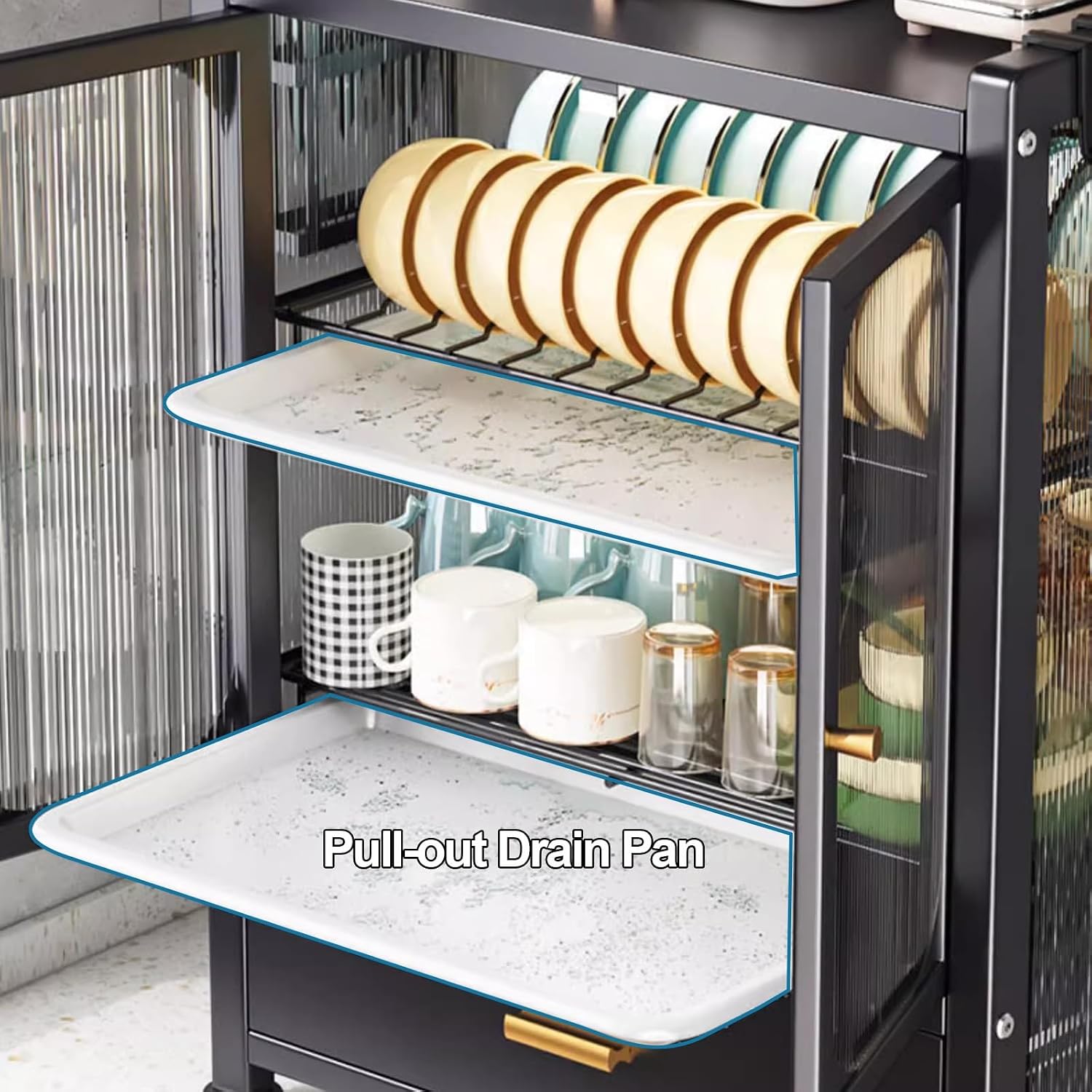 Microwave Stand, Bakers Rack with Storage, Dish Drying Rack, Kitchen Countertop with Drawers Dish Cabinet, Kitchen Storage Cabinet (Color : A)