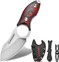 Harnds Small Fixed Blade Knife Full Tang Camping EDC with N690 Steel and Carbon Fiber Handle for Fishing and Skinning Eggplant