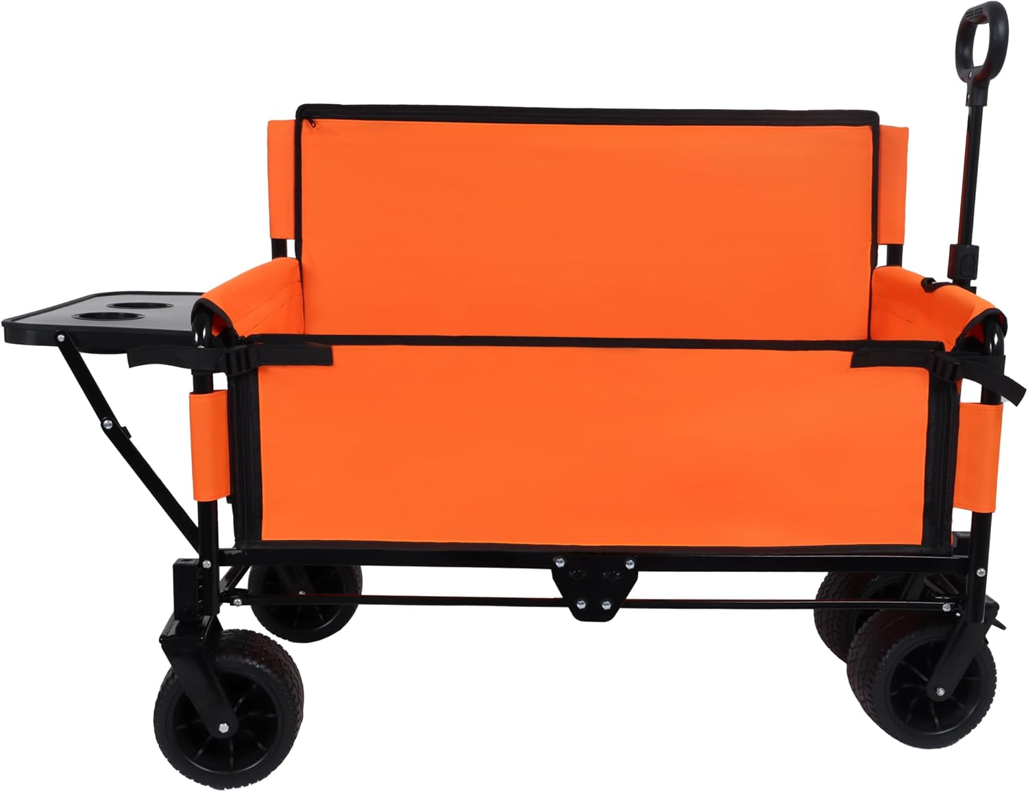 3-in-1 Folding Wagon Cart with Seat: Heavy-Duty 500lbs Capacity All-Terrain Wheels & Rear Tabletop - Multi-Functional Utility Cart for Family Picnics Outdoor Activities & Grocery Shopping