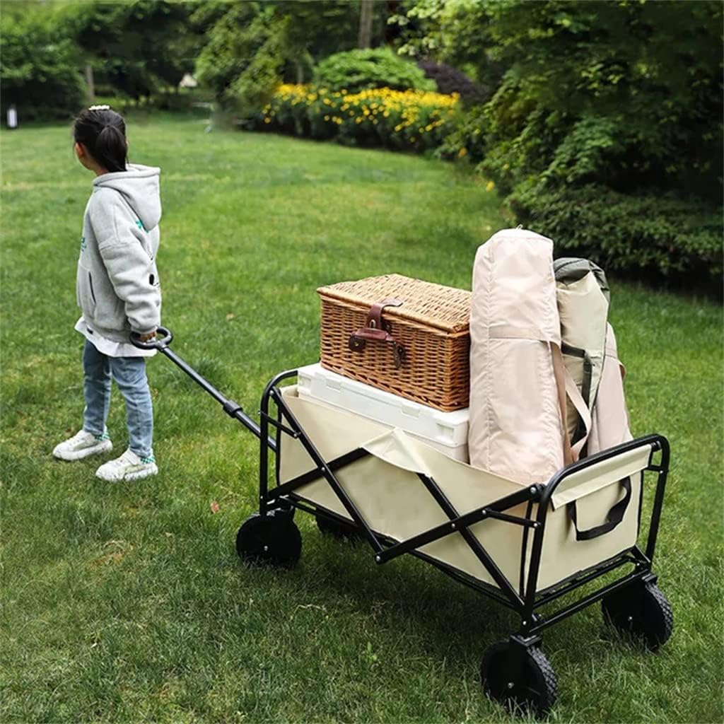 Outdoor Utility Wagon 8' Wheel Portable Camping Cart Garden Shop Sport Beach Hand Trolley Bearing 120 kg (D 96 * 50 * 58 cm.)