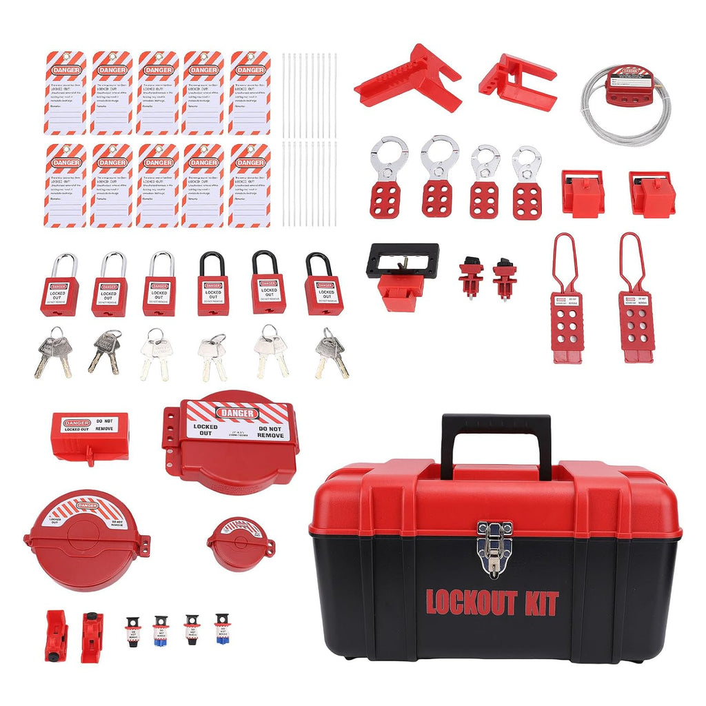 Lockout Tagout Kit Electrical Loto, Clamp On Circuit Breaker Lockout, Hasps, Loto Tags, Safety Padlocks, Plug Lock, Ball Valve, Tool Box, for Electrical, Industrial