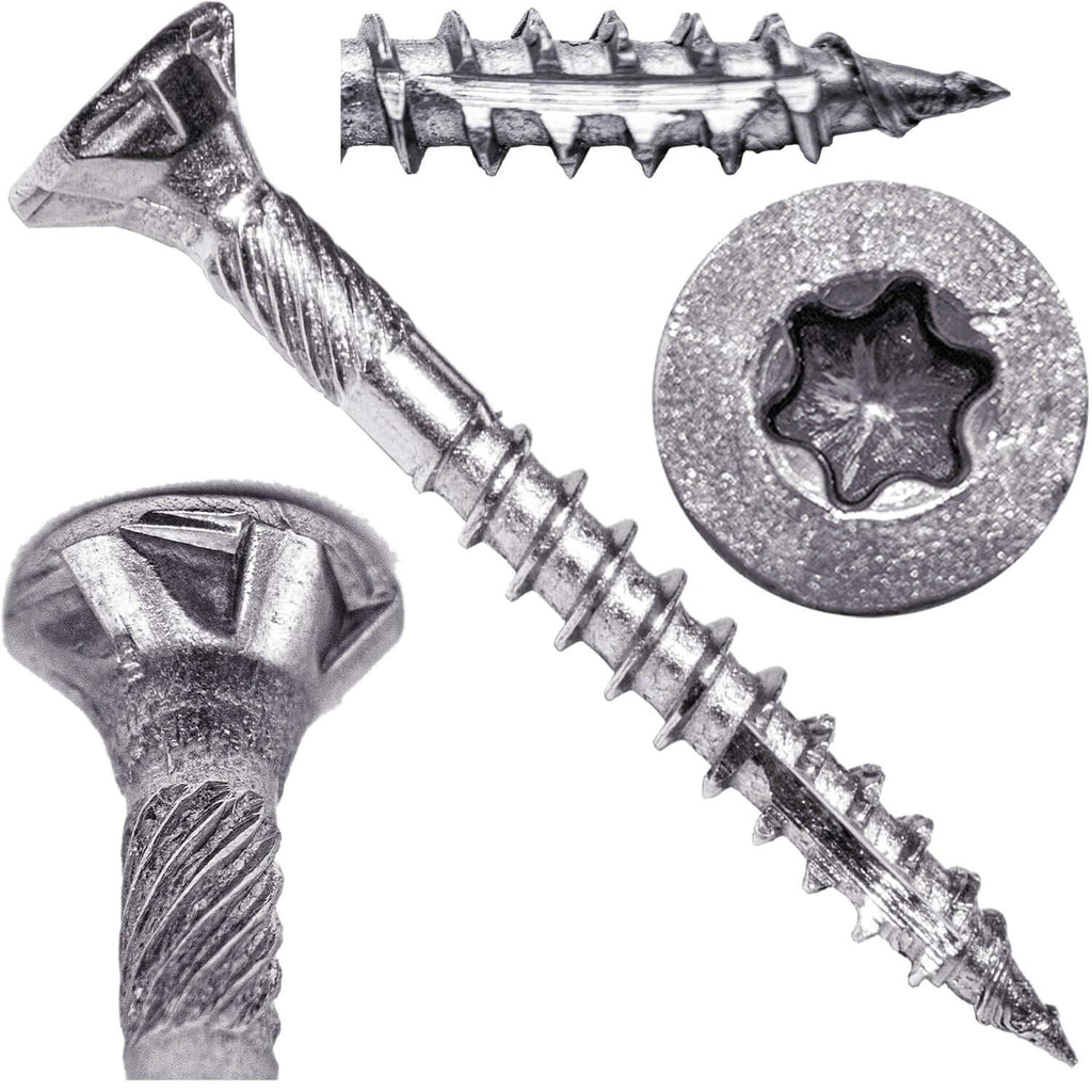 Jake Sales #8 x 1-1/2' Silver Star Stainless Steel Wood Screw Torx/Star Drive Head - Grade 305 Stainless Steel Torx/Star Drive Wood Screws - (Full Box - 6500 Approx. Screw Count)