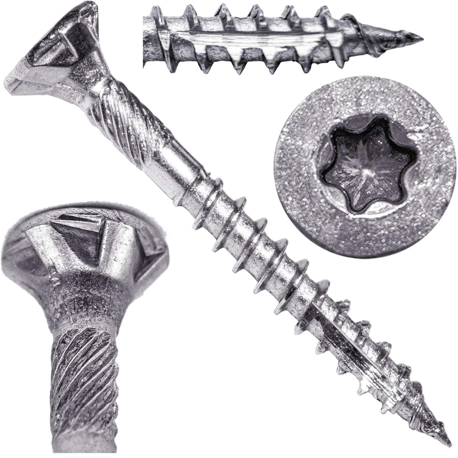 Jake Sales #8 x 1-1/2' Silver Star Stainless Steel Wood Screw Torx/Star Drive Head - Grade 305 Stainless Steel Torx/Star Drive Wood Screws - (Full Box - 6500 Approx. Screw Count)