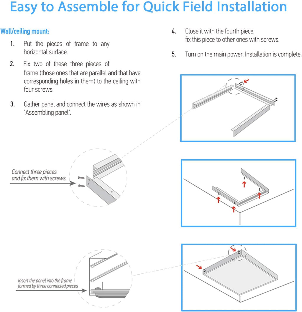 10 Pack 2x4 Surface Mount Kit Aluminum Frame for 2x4 LED Flat Panel Light, Not Included LED Panel Light