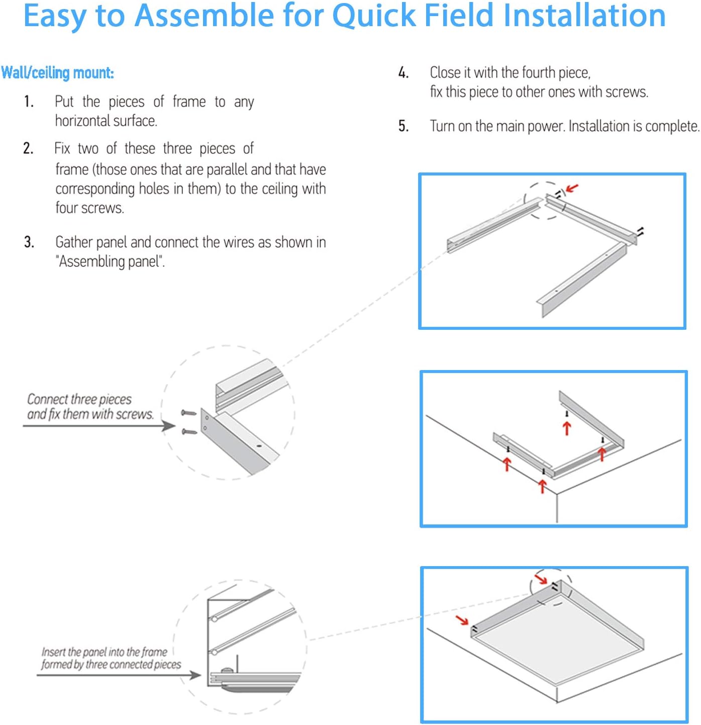 10 Pack 2x4 Surface Mount Kit Aluminum Frame for 2x4 LED Flat Panel Light, Not Included LED Panel Light