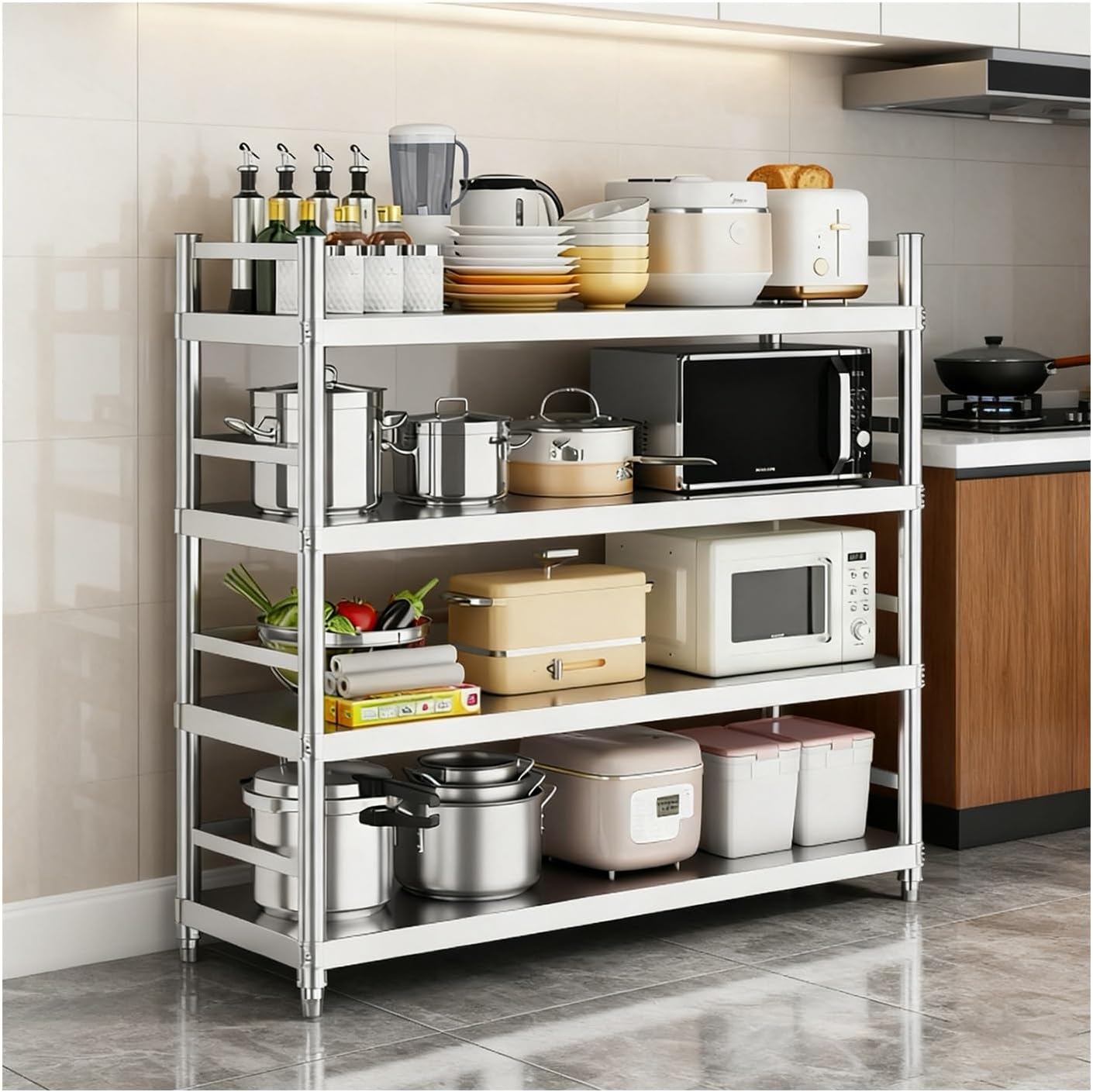Kitchen Microwave Stand，Bakers Racks for Kitchens，Microwave Rack，Multi-Layered Storage with Adjustable Layers, Suitable for Restaurants and Kitchens.(100 * 50 * 150CM)