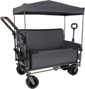 3-in-1 Folding Wagon Cart with Canopy & Bench Seat: Heavy-Duty All-Terrain Utility Cart for Caregivers & Families - 500lbs Capacity & 180L Storage for Outdoor Rehabilitation & Community Activ