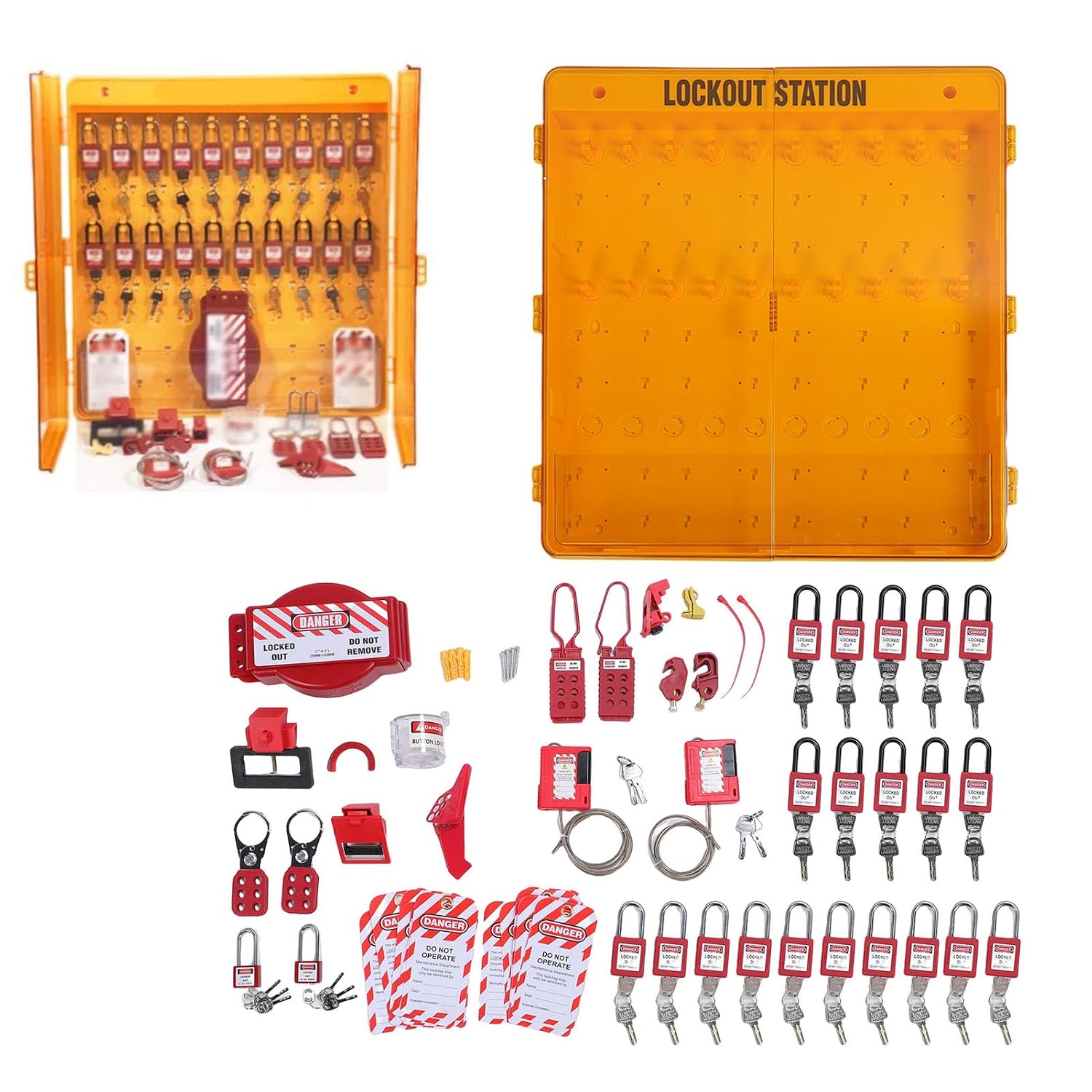 Lockout Tagout Station Loto Kit Board, Lock Out Tag Out Loto Hasps with Safety Padlocks, Circuit Breaker Cable Ball Valve Lockouts Electrical Plug Lockout