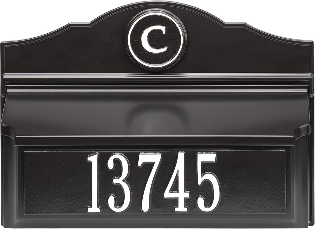 Whitehall Colonial Mailbox with House Numbers, with Personalized Address Plaque and Monogram, Wall Mount Mailbox for Outside