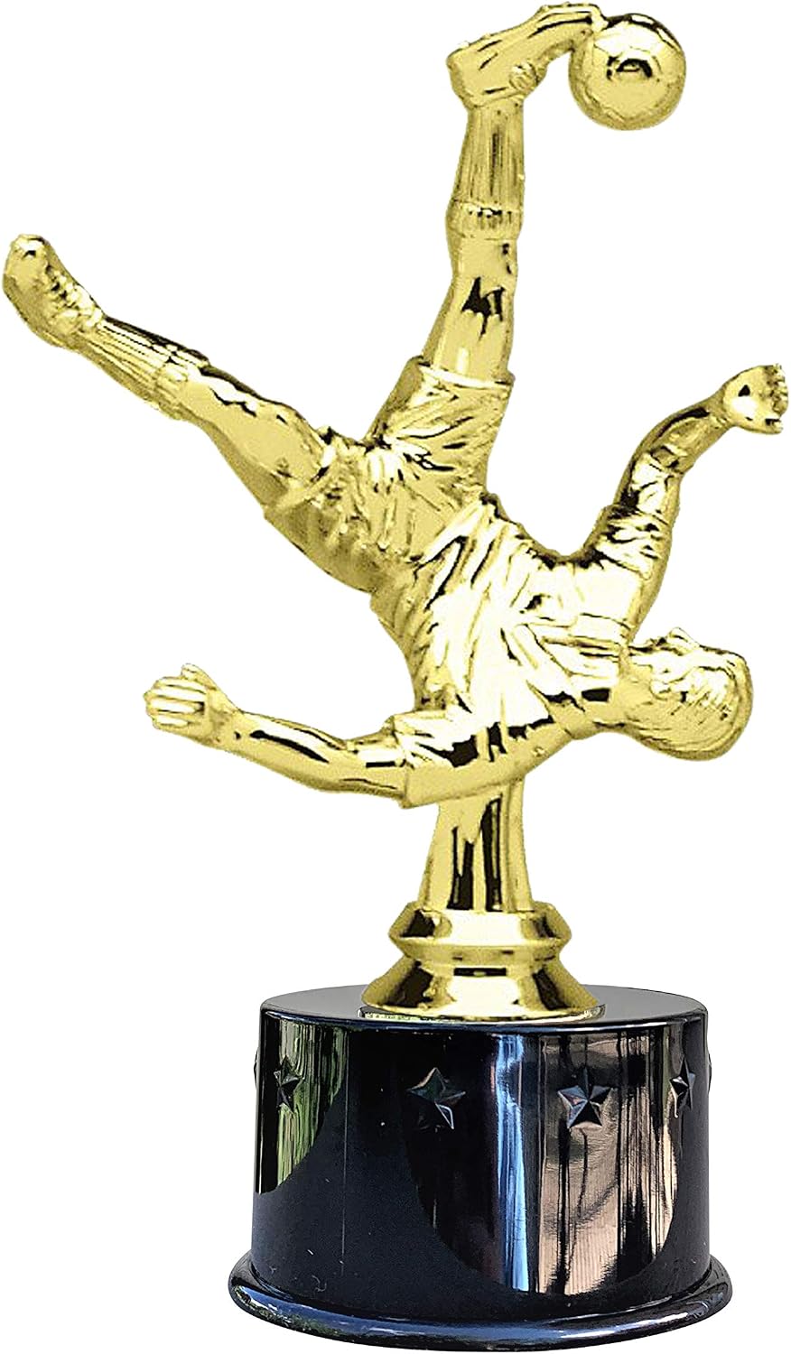 Express Medals Male Boys Bicycle Kick Soccer Award Trophy Party Favor Gift Prize Including 4 Gold Color Decals to Custom Personalize The Black Round Base