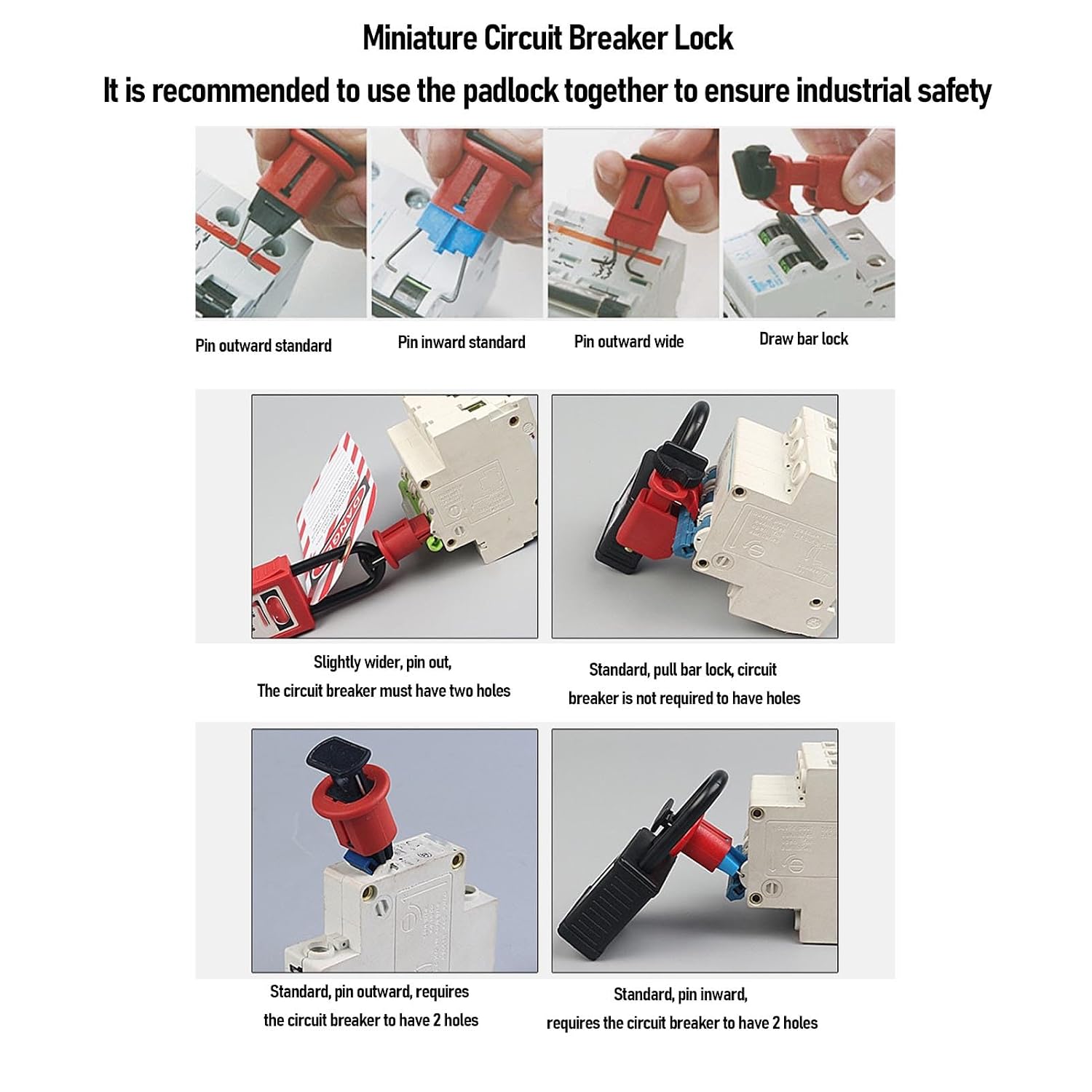 Lockout Tagout Kit Electrical Loto, Clamp On Circuit Breaker Lockout, Group Lockout Hasps, Lockout Tag, Universal Multi Pole Circuit Breaker Lock Loto Padlock Safety Padlock Set