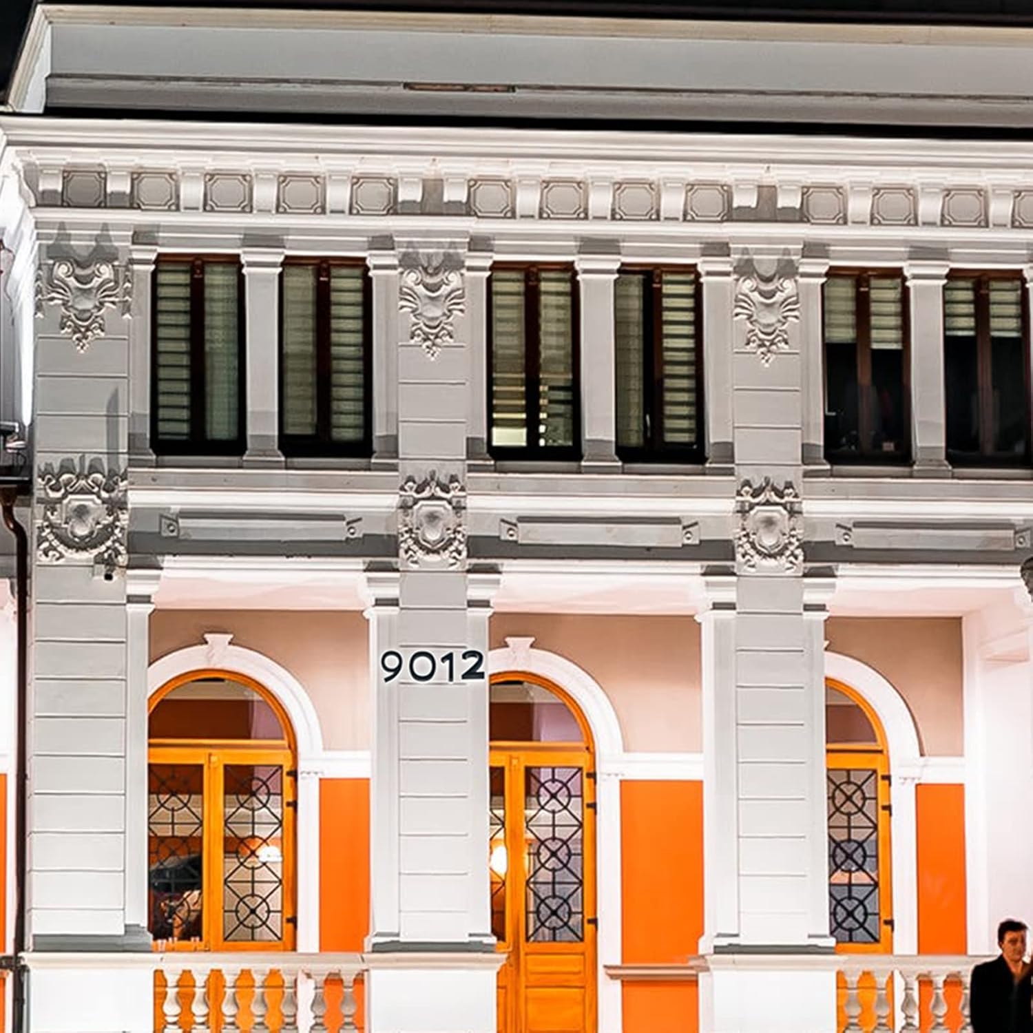 Backlit Floating LED Home Address Numbers, Brushed Gold Finish, Stainless Steel Lighted House Number For Outdoor, Modern, Warm Light,18 Inch,5