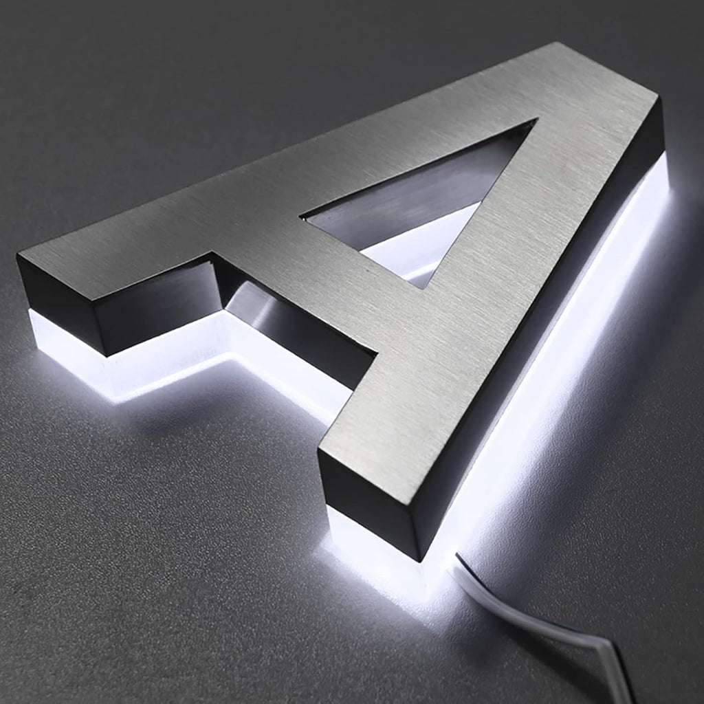 House Numbers, Steel Backlit LED Floating Address Number, Up-Scale Modern Brushed Silver Look, Lighted House Number, White Light, Illuminated Address Numbers For Outside.,20 Inch,1