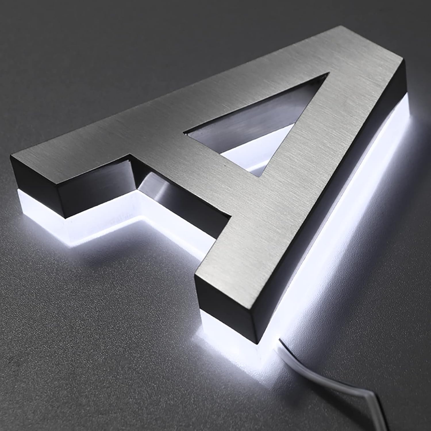 House Numbers, Steel Backlit LED Floating Address Number, Up-Scale Modern Brushed Silver Look, Lighted House Number, White Light, Illuminated Address Numbers For Outside.,20 Inch,1