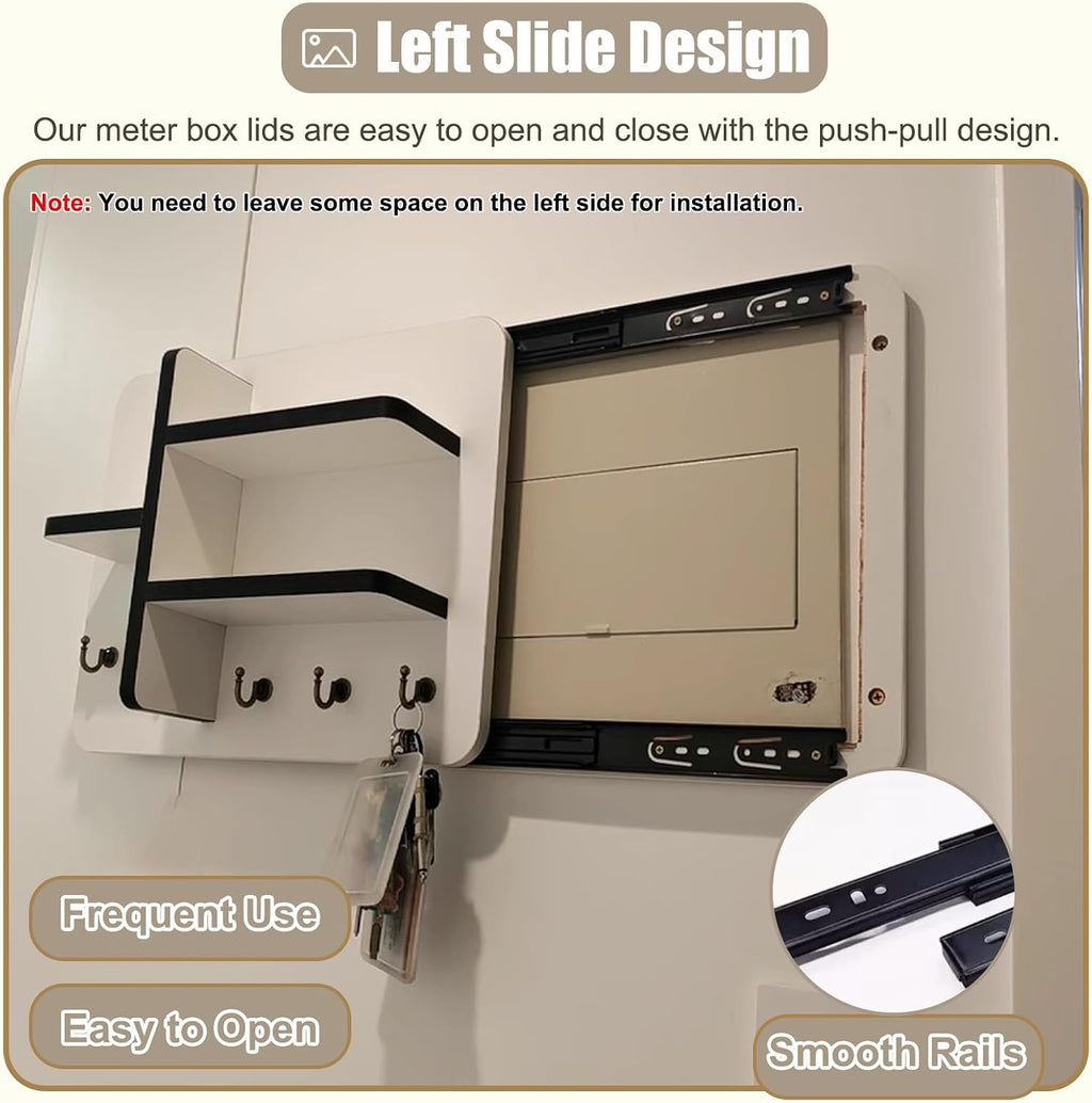 Sliding Door Electrical Panel Box Cover Wooden, Wall Mounted Hide Breaker Box Cover for Circuit Distribution Box, Indoor Meter Box Covers(Style/F,40x30cm(15 3/4x11 3/4'))