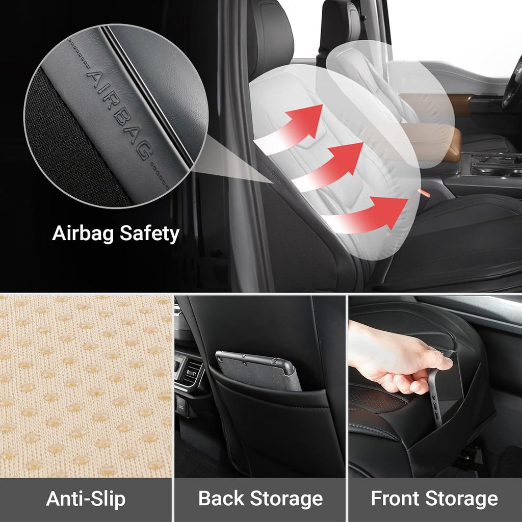 Coverland Custom Car Seat Covers Compatible with 2003-2008 Mazda, Mazda6 Sport Wagon - Premium Leather Non-Slip Memory Foam Waterproof Seat Cover Custom fit Interior Protector [Front-Black]