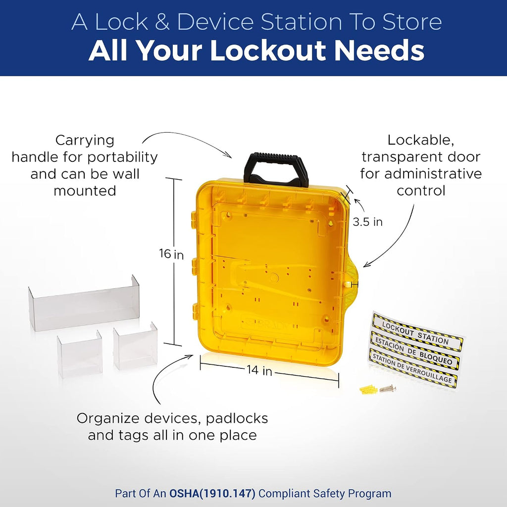 BRADY Lockout Tagout Station with Loto Devices. Lock Out Tag Out Kit Board Includes 12 Keyed Alike Safety Lock Set, 4 Hasps for Padlocks. 20 Do Not Operate Tags for Lockout Safety Supply - 153684