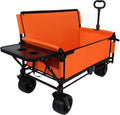 3-in-1 Folding Wagon Cart with Seat: Heavy-Duty 500lbs Capacity All-Terrain Wheels & Rear Tabletop - Multi-Functional Utility Cart for Family Picnics Outdoor Activities & Grocery Shopping