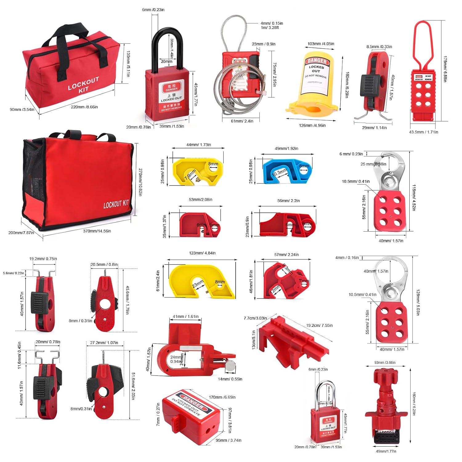 Luocute Lockout Tagout Loto Kit, Complete Safety Group Lock Out Hasps, Tag Out Clamp On Circuit Breaker Lockout, with Circuit Breaker Lock Group Safety Kit for Industrial Mechanical