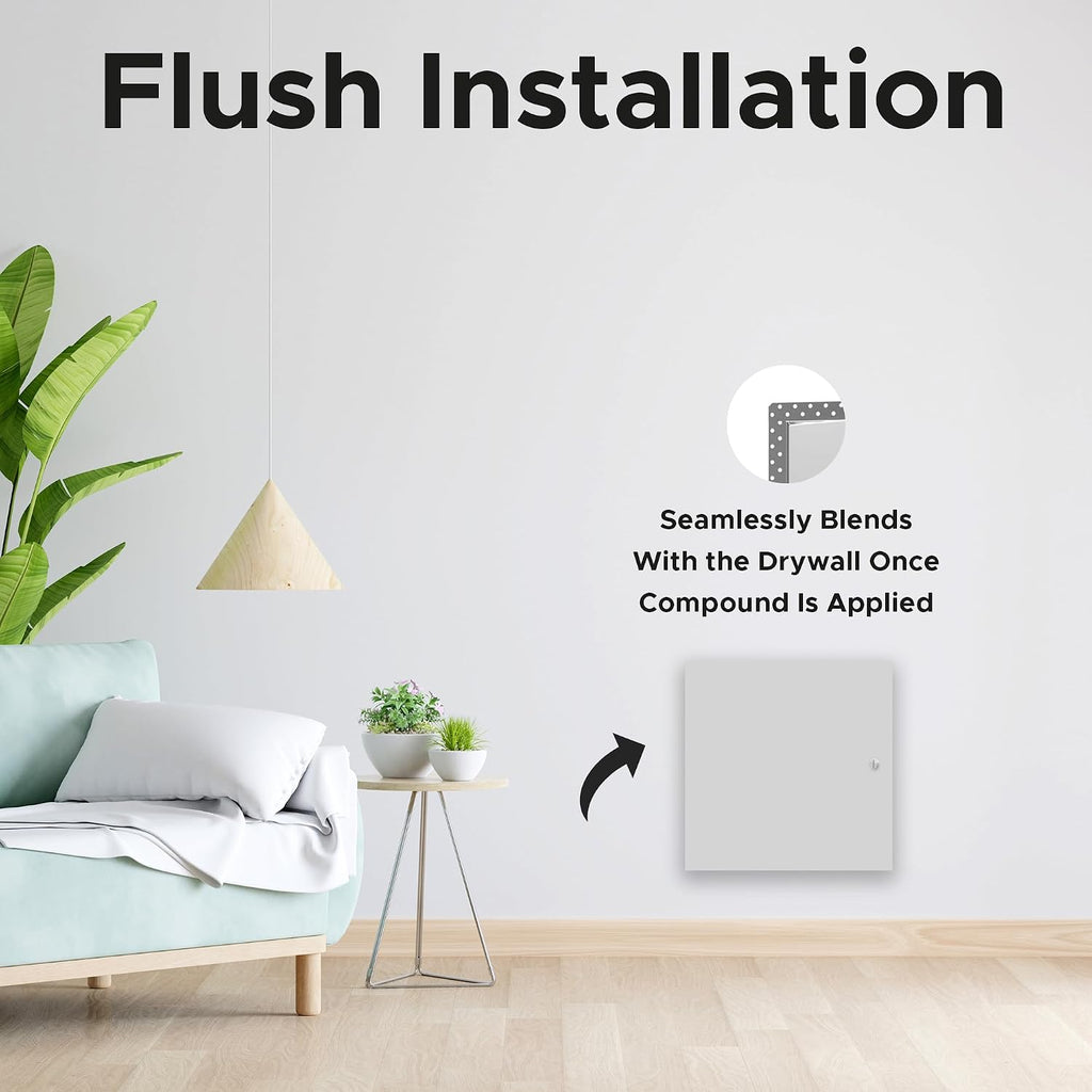 Best 22' x 22' Flush Metal Access Panel with Bead Flange, 20-Gauge Steel Access Door with Concealed Hinges, Drywall Panel for Ceilings & Walls, Screwdriver Cam Latch, White Polyester Coat, BA-DW-5040