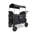 WonderFold W4 Luxe Pro Stroller Wagon - Collapsible Stroller Wagon with Aluminum Frame - Adjustable Canopy & Push Handle - XL All-Terrain Wheels - For Babies, Toddlers & Kids - 4 Seater - Black