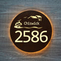 Backlit LED Floating House Number Plaque,Lighted Address Number Signs For Houses,Bright LED House Address Sign Plaques For Outdoor,Bronze,Yellow Light,35 * 35